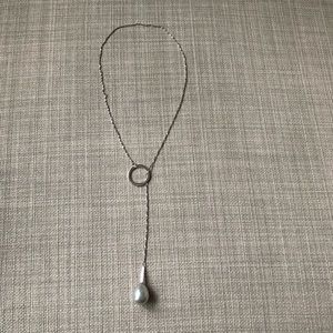 New Grey Shell baroque shaped quality   Pearl and Sterling Silver Lariat